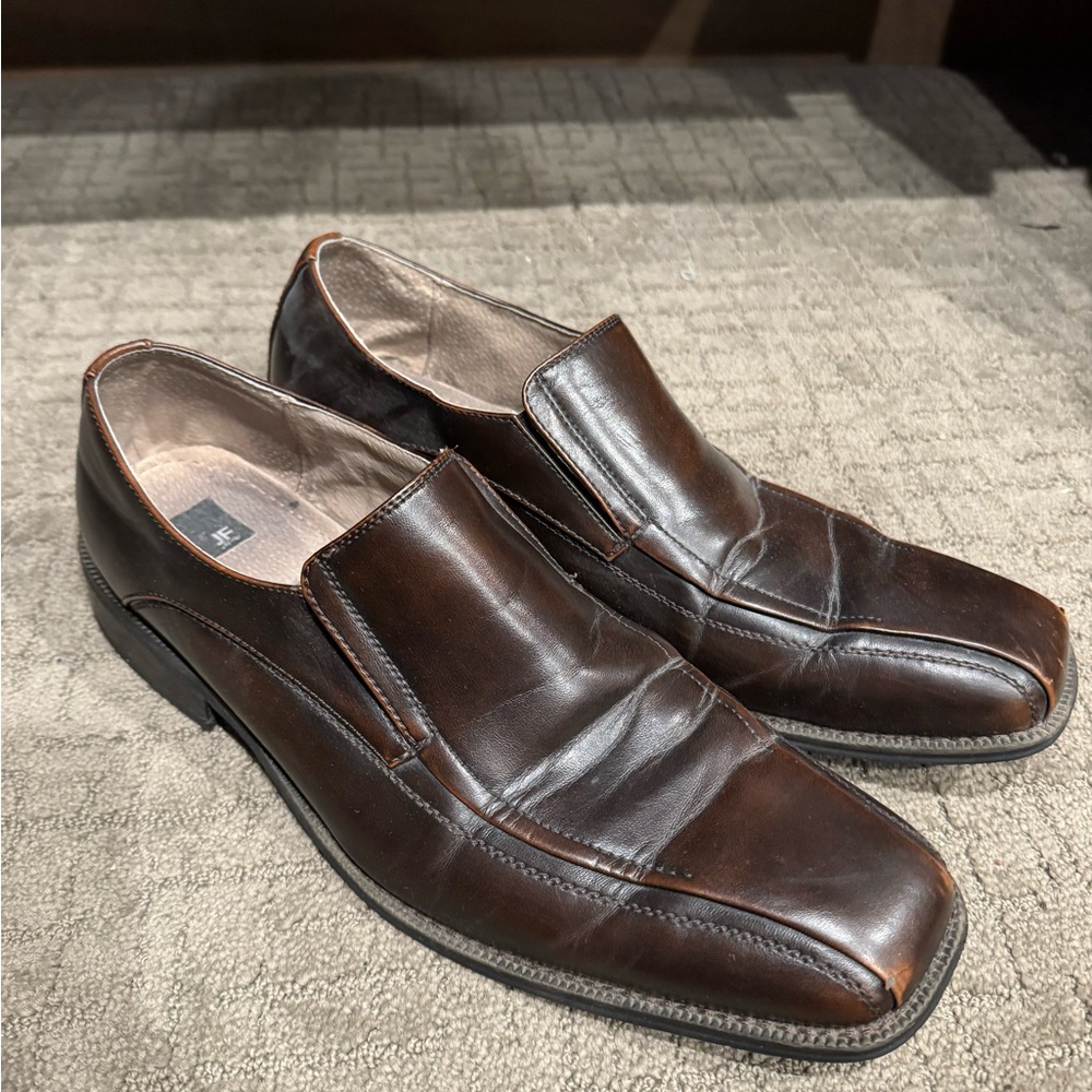 JF J.Ferrar Dark Brown Leather Loafers